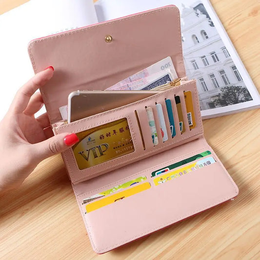 Fashion Zipper Wallets Womens Long Purses Handbags Coin Purse Cards Holder PU Leather Billfold Wallet.