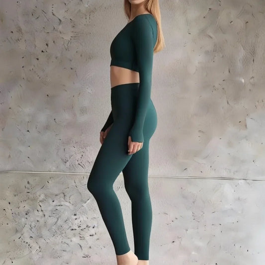 New 2025 Women's Yoga Top Fitness Pilates Training Sportswear Long Sleeve Summer Beautiful High-End Sensation Exercise Set.