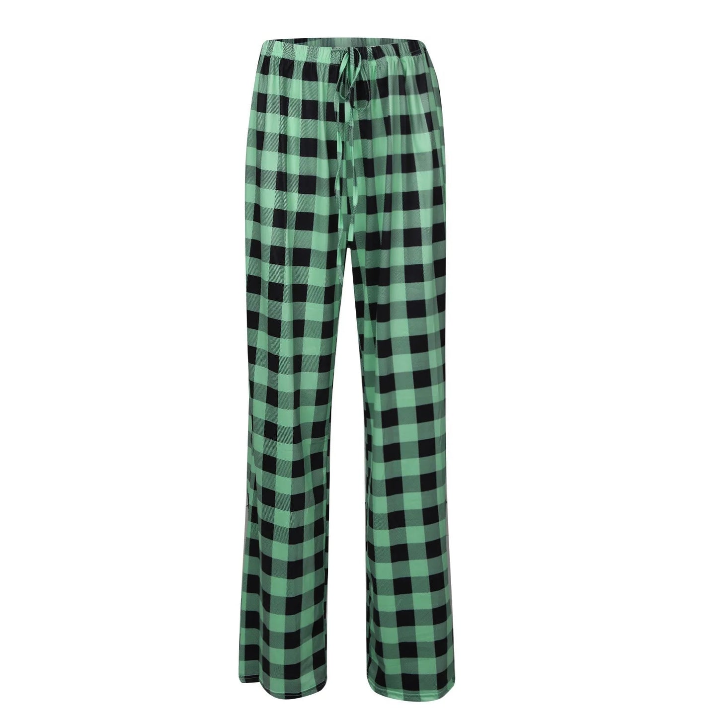 Frauen Weihnachten Pyjama Hosen Herbst Winter Plaid Gedruckt Hosen Mode Lässig Breite Bein Hosen Kleidung Streetwear