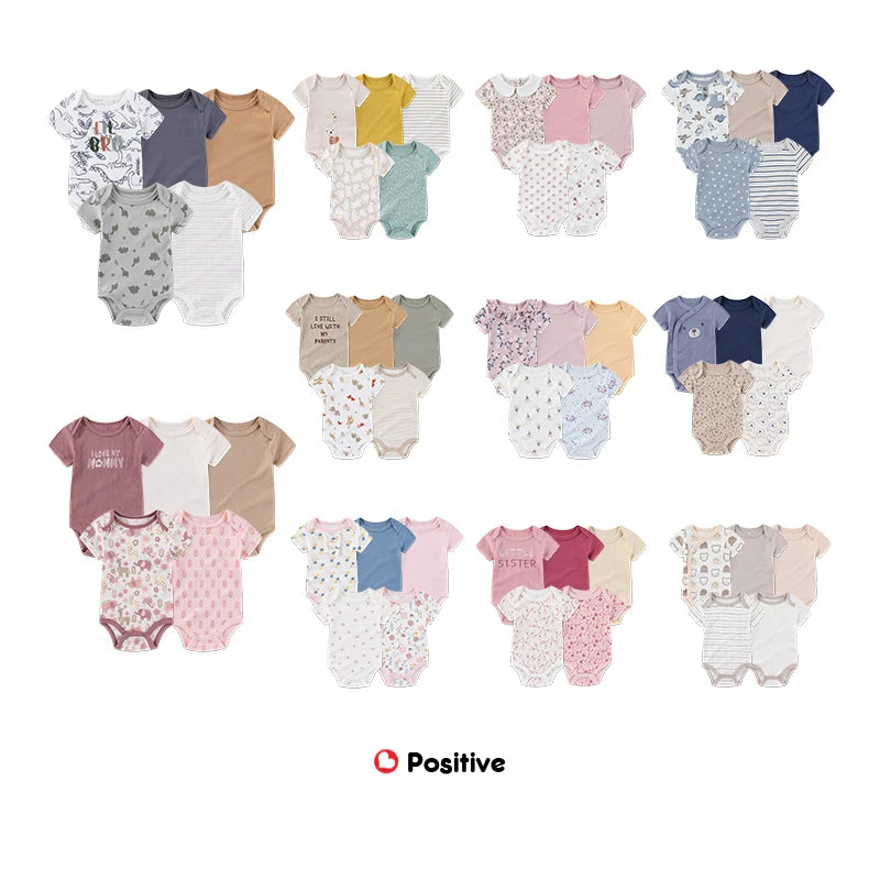 5 Teile/los Vier Jahreszeiten Mode Cartoon Kurzarm Baby Junge Mädchen Bodys Weiche Neugeborenen Onesies Kleidung