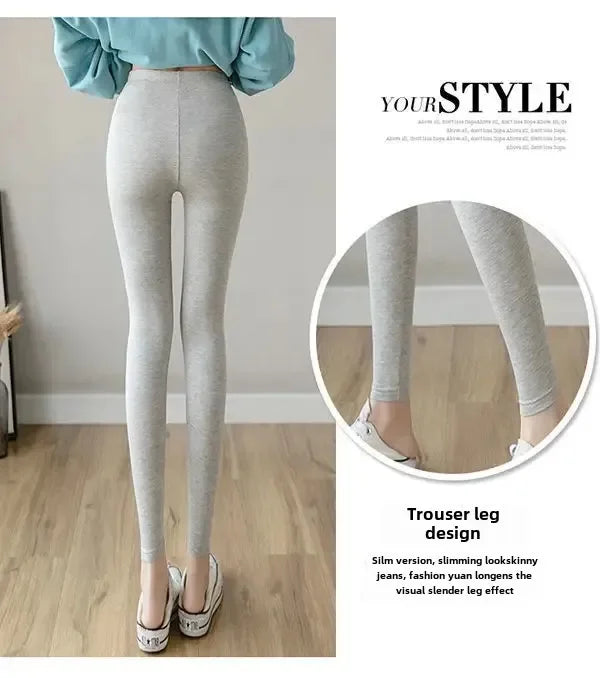 Hoch taillierte, dünne Leggings aus Modal-Baumwolle, Übergröße, Sicherheitshose, elastische Oberbekleidung, Leggings mit mittlerer Taille für Damen