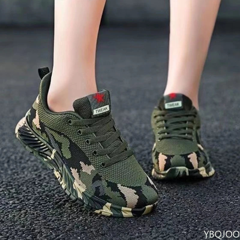 Mesh Camouflage Sportschuhe Herren Langlebige Freizeitschuhe Herren Anti Slip Tennis Outdoor Wandern Leichte Flache Schuhe Sneakers
