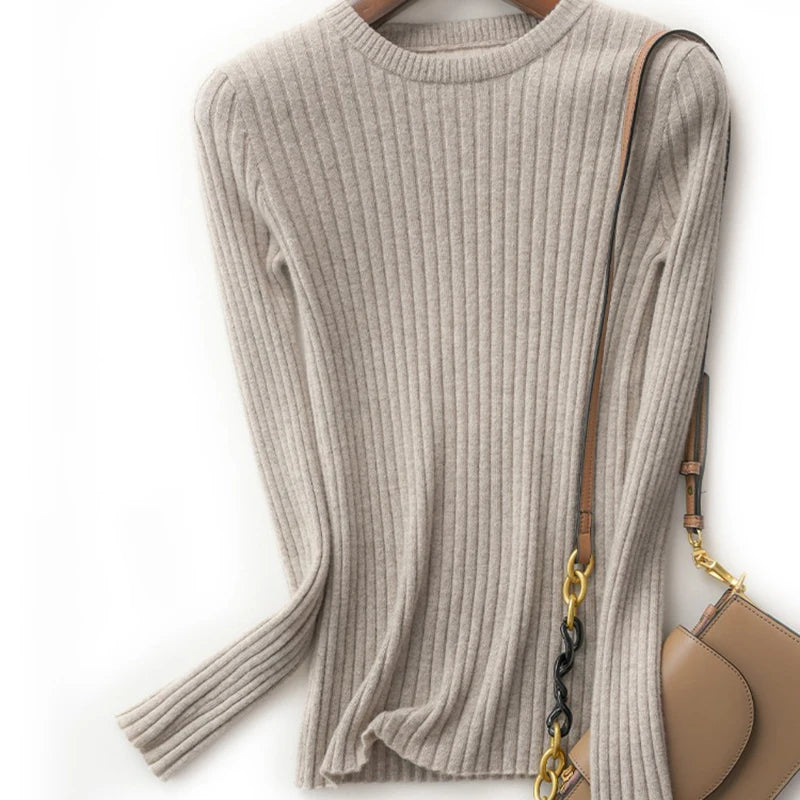 Frauen Pullover Oansatz Herbst Winter Grundlegende Pullover Warme Casual Pulls Jumper Koreanische Langarm Solide Strickwaren Bodenbildung Top