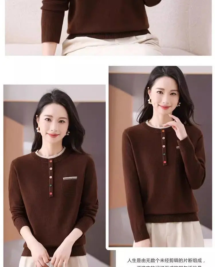 Frauen Kleidung Lose Mode Pullover Herbst/Winter Warme Elegante Gestrickte Langarm Pullover Dame Casual Oansatz Alle-spiel top