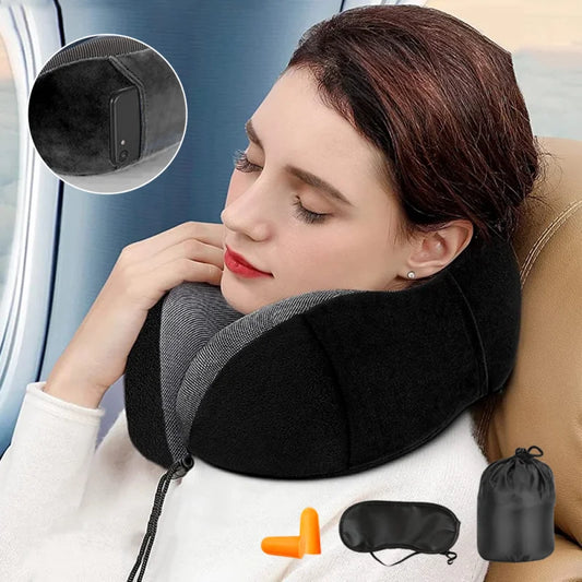 Memory Foam U-shaped Neck Pillow Neck Cushion Soft Neckrest Pad Portable Travel Pillow Cervical Healthcare Massage Neck Pillow.