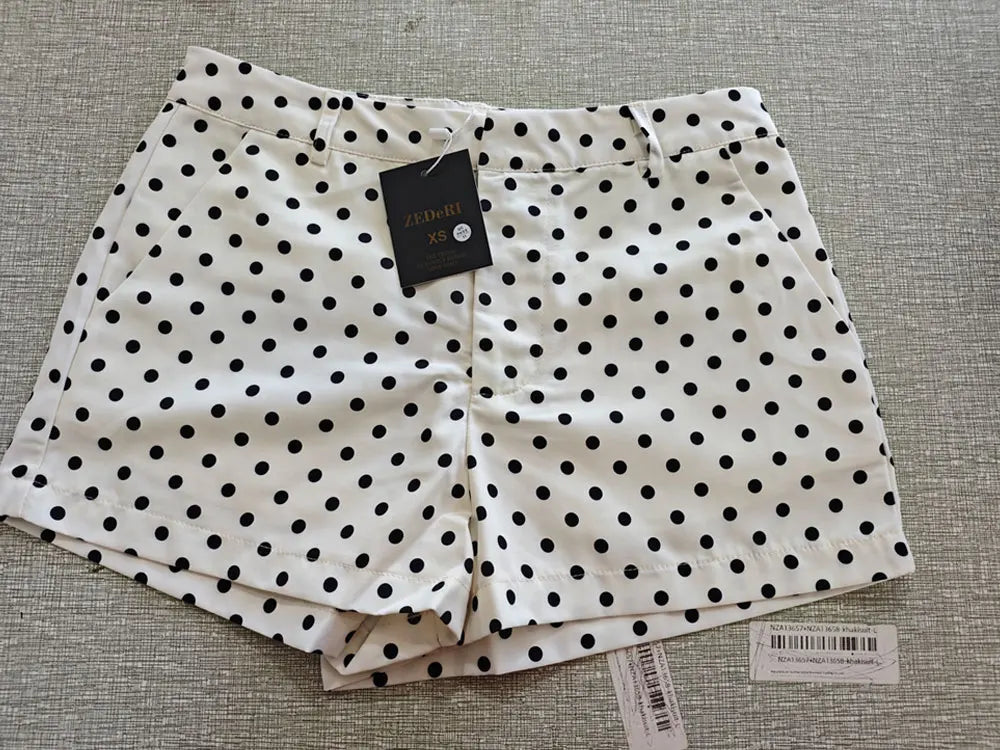 TRAFZA Herbst Polka Dot Gedruckt Jacke Für Frauen Lange Ärmel Rollkragen Zipper Mit Taschen Kordelzug Lose Vintage Mäntel