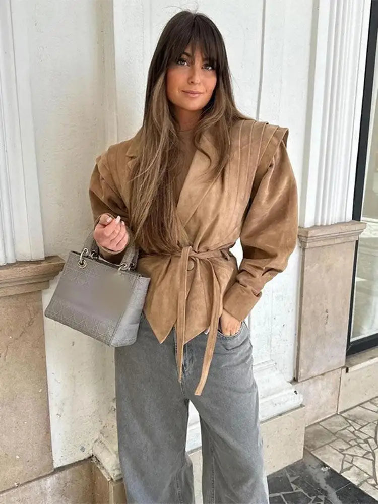 Retro-Jacke, modisch, Frühling und Herbst, lässig, lockere Tasche, langärmelig, trendig, cool, vielseitig, hochwertige Damen-Kurzjacke