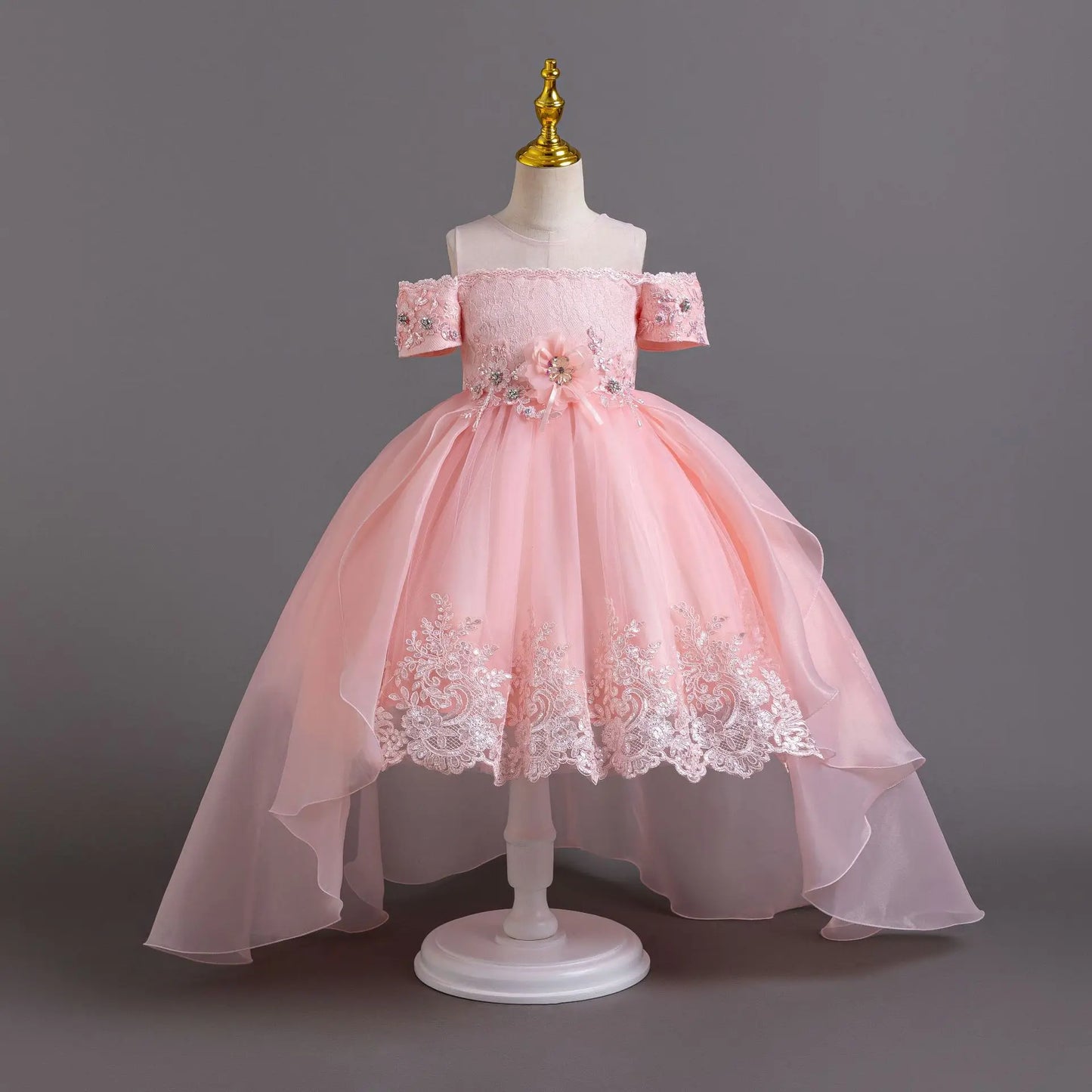 Luxus Perlen Kleider Für Kinder Spitze Schleppende Hochzeit Prinzessin Kleid Für Mädchen Geburtstag Prom Gala Leistung Lange Ballkleid