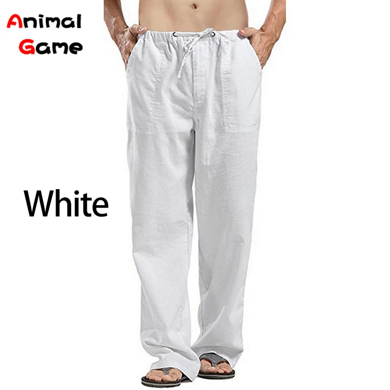 Spring Linen Wide Men Pants Korean Trousers Oversize Cotton Streetwear Male New Yoga Pants Casual Men Clothing Sweatpants
