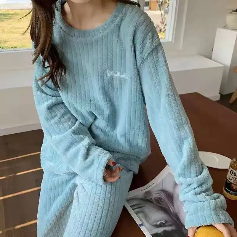 Winter frauen Neue Pyjamas Korallen Samt Casual Pyjamas Gepolsterte Loungewear Loungewear Sets Warme Kleidung Für Herbst Und Winter