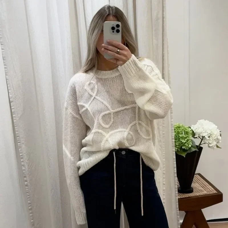 Talenza Herbst Casual Pullover frauen Solide Oansatz Langarm Pullover Neue Lose Pendeln Büro Chic Gestrickte Pullover Outfits