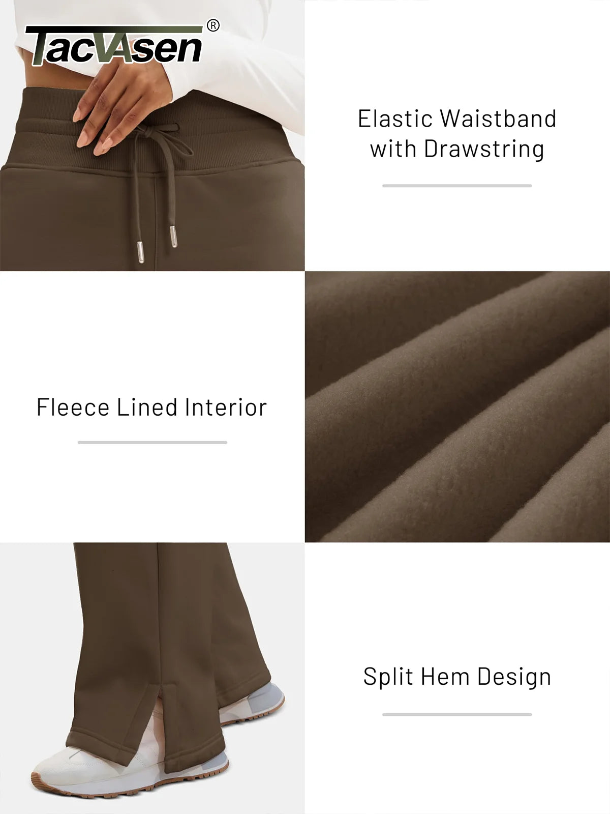 TACVASEN Fleece Hose mit weitem Bein Damenmode hoch taillierte Jogging hose Lounge hose weiche warme Winter Baggy Hose Streetwear