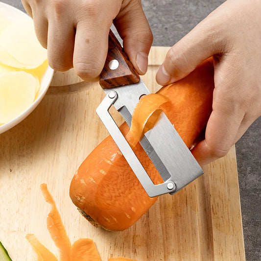 Stainless Steel Cane Peeler All-steel Kitchen Peeler Fruit Rack Peeler Wine Opener 2-in-1 Kitchen Gadgets Garlic Press.