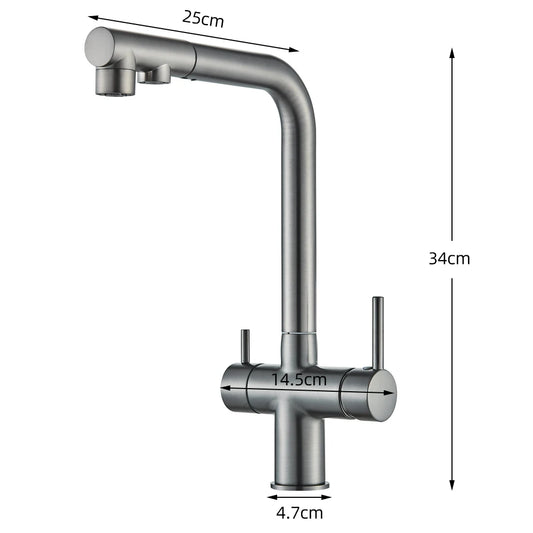 Filtered Kitchen Sink Faucet Pull Out Spray 360 Rotation Water Filter Tap Dual Sprayer Drinking Water Tap Vessel Sink Mixer