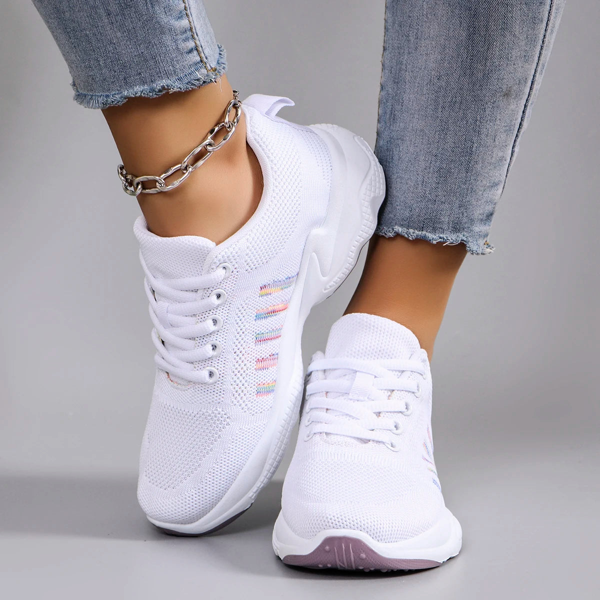 Frühling neue Damen Sportschuhe, modische, atmungsaktive, leichte, rutsch feste, verschleiß feste, lässige Sportschuhe, flache Schuhe
