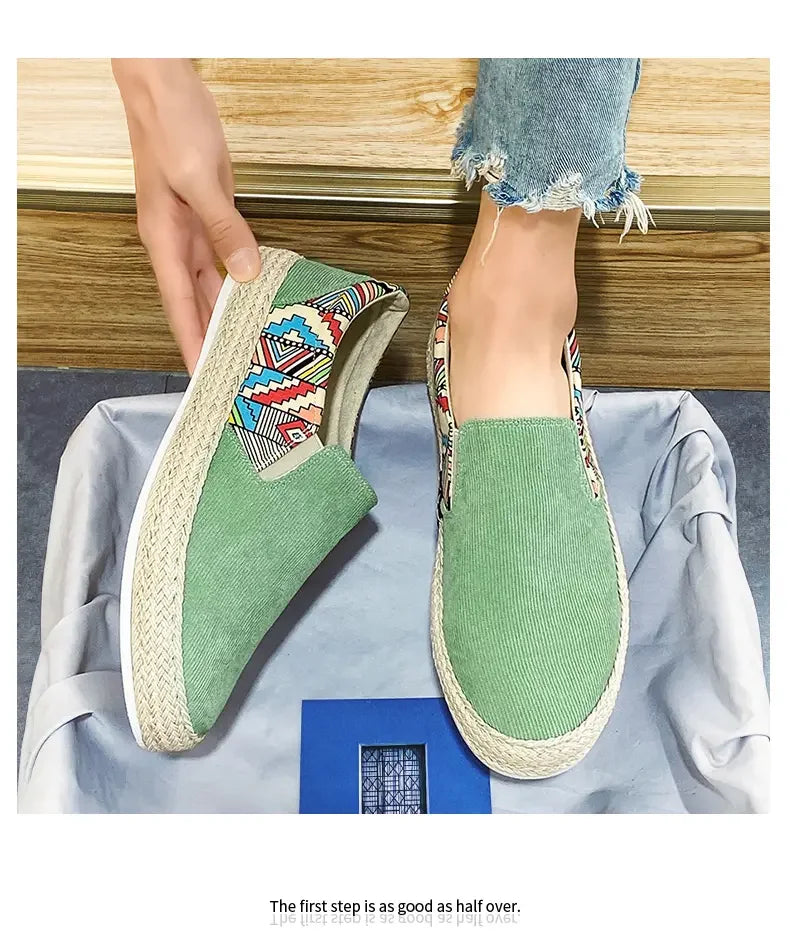 2023Men Turnschuhe Casual Sommer Low-top Cord Schuhe Fischer Schuhe Faul Schuhe Slip-on Tuch Schuhe Trendy männer Schuhe