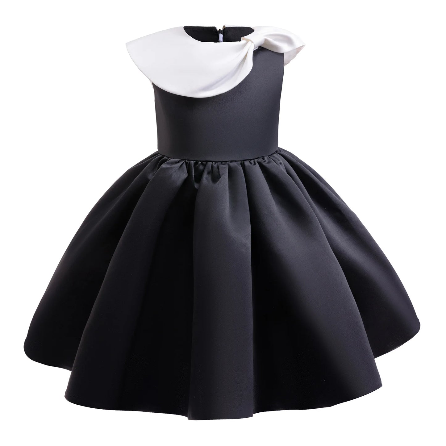 Kinder Kleider für Mädchen Vintage Schwarz Satin Prinzessin Kleid für Kinder Konzert Performance Hochzeit Geburtstag Zeremonie Abendkleid