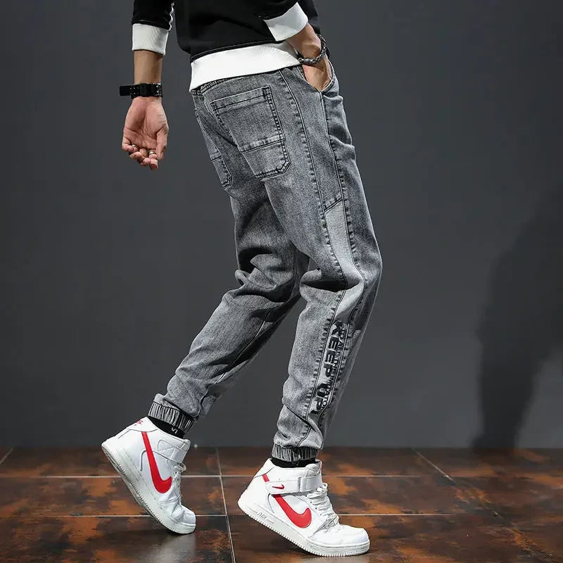 Trendy Brand Spring Autumn 2023 New Men's Jeans Loose Fit Versatile Workwear Style Korean Casual Long Pants