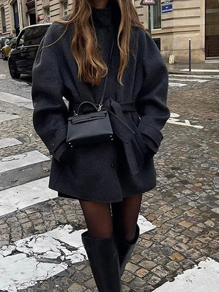 Winter warme Schnürung Damen mantel einfarbig Vintage Einreiher Mantel Mode Herbst Damen jacken neue Retro-Oberbekleidung
