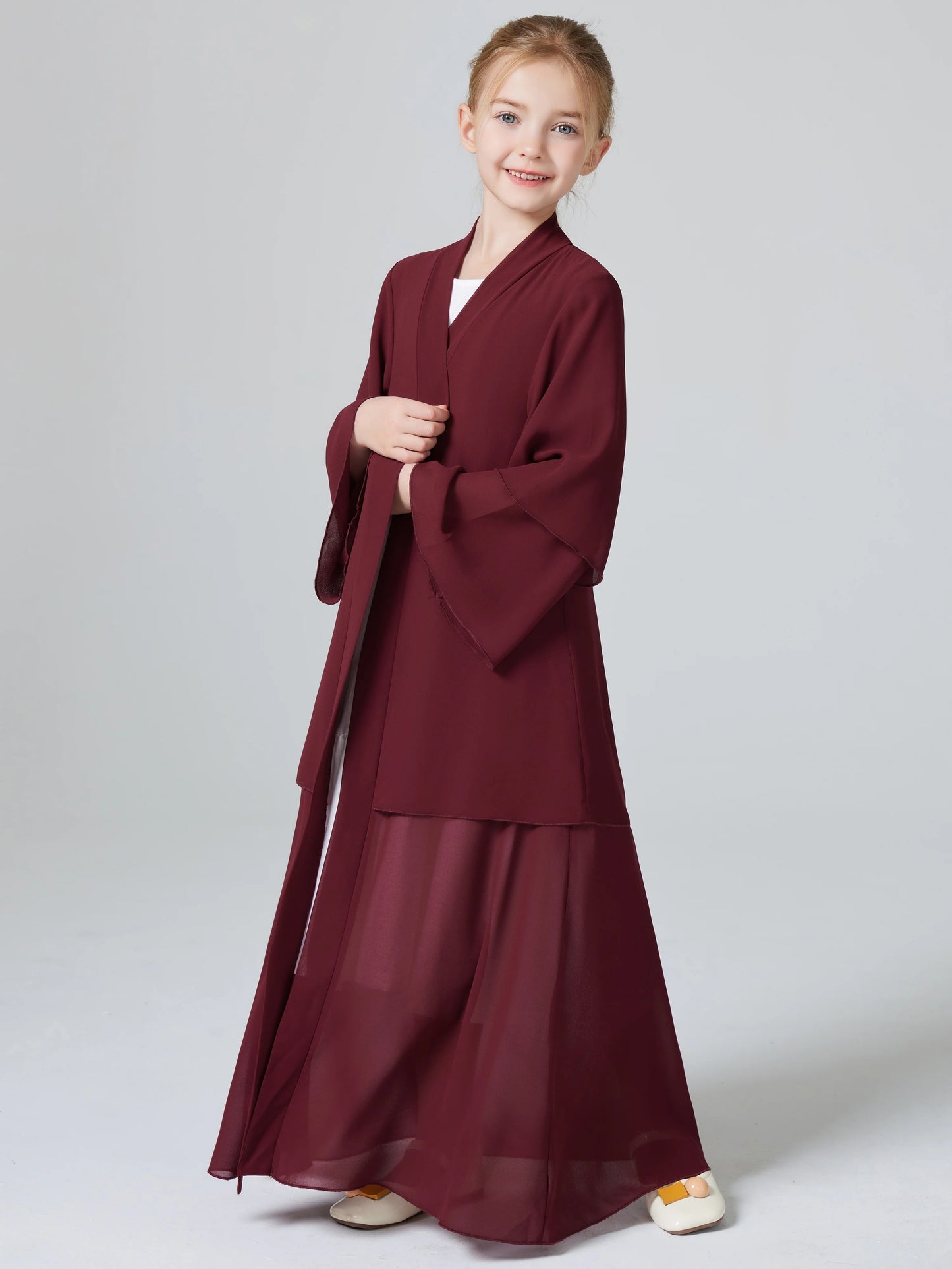 Ramadan Muslim kids Girls Abaya Solid Long Kaftan abaya enfant Robe Dress Kebaya Kids Clothes For Gift (Without Hijab).