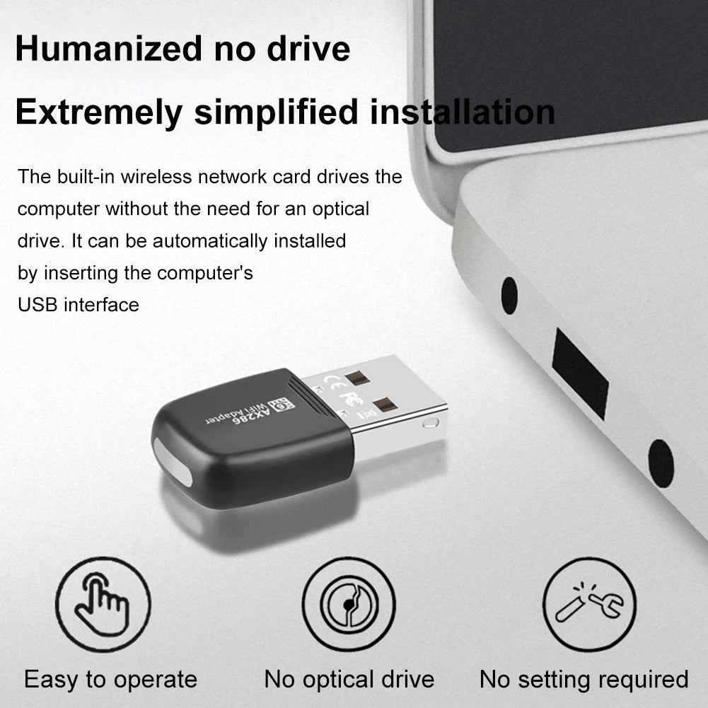 Mini USB WIFI 6 Dongle Mini USB WiFi Card Adapter 2.4GHz 286.8Mbps Wireless Network Receiver For PC/Laptop Windows7/10/11.
