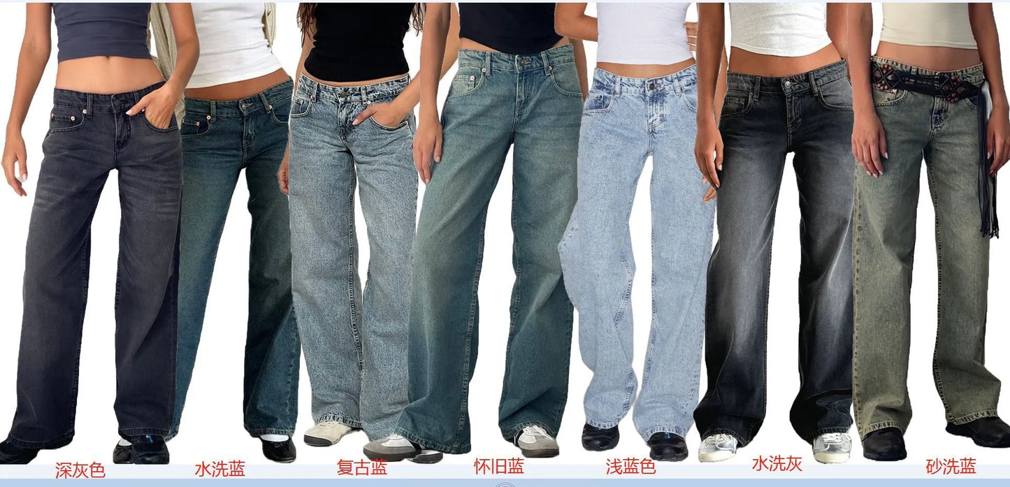 2024 neue Y2K Hohe Taille Baggy-Jeans Für Frauen Mode Lose Denim Breite Bein Hosen Casual Weibliche Kleidung XS-XL Drop verschiffen