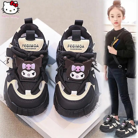 Anime Girls Kuromi Autumn New Board Shoes Sanrio Sports Dad Shoes Children Cartoon Kawaii Comfortable Breathable Casual Shoes.