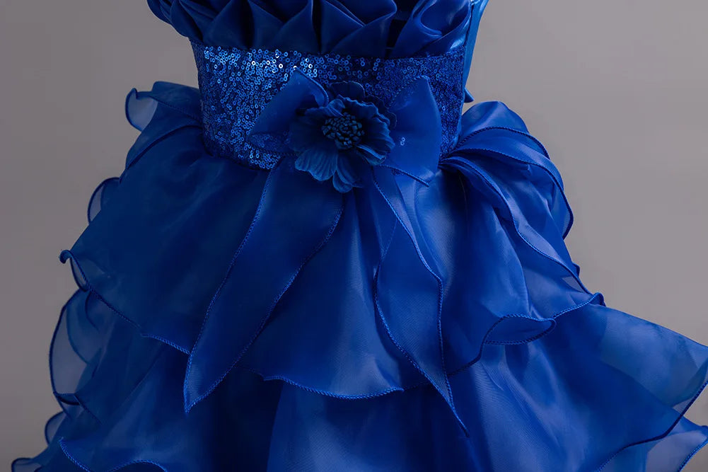 Blumen junge Kuchen flauschigen Design Mädchen Schwanz flauschige Prinzessin Kleid perfekt für Party und Bankett Kleider im Alter von 4-12