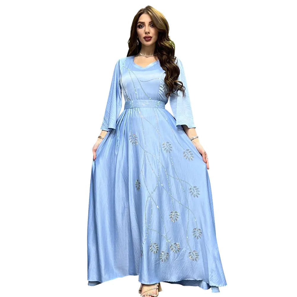 Türkei Muslimischen Kleid Frauen Abaya Diamant Spitze-up Party Kleider Marokkanischen Kaftan Ensemble Femme Musulmane Hijab Vestidos