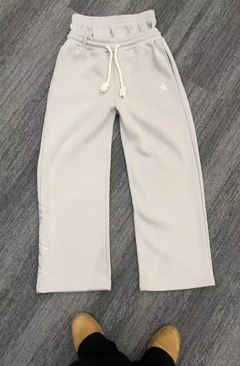Y2K Amerikanischen Neue Harajuku Vintage Lose Doppel Taille Jogginghose Männer Street Hip Hop Beliebte Buchstaben Gestickte Casual Hosen