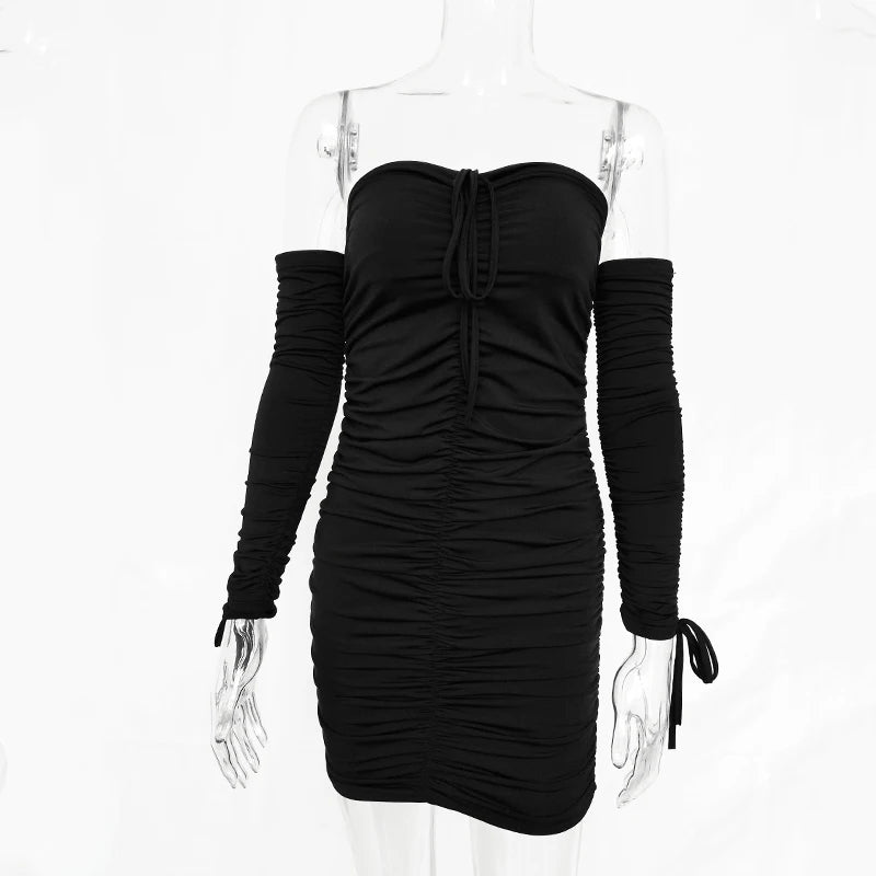 Arctic Cat Frauen Herbst Winter Verband Kleid Frauen 2022 Sexy Off Schulter Lange Hülse Dünne Elastische Bodycon Party Kleider Vestidos