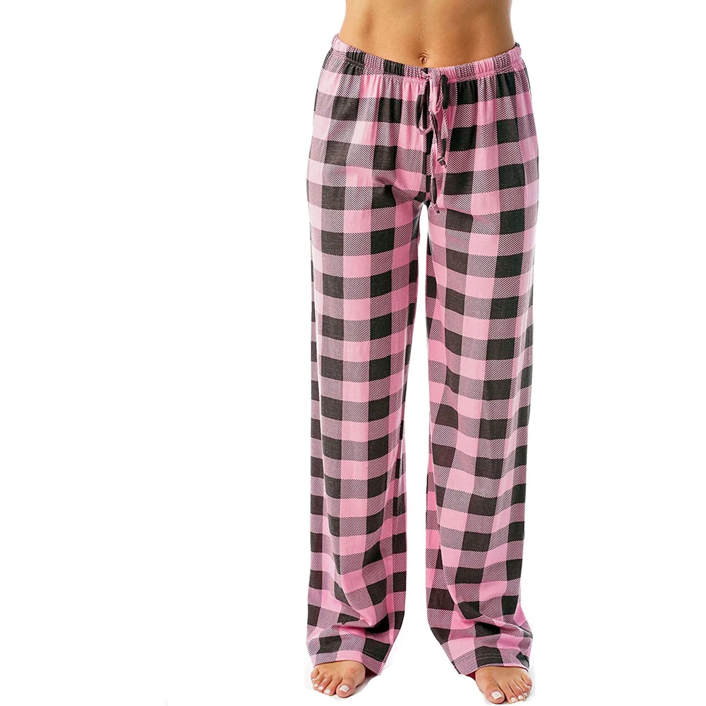 Frauen Weihnachten Pyjama Hosen Herbst Winter Plaid Gedruckt Hosen Mode Lässig Breite Bein Hosen Kleidung Streetwear