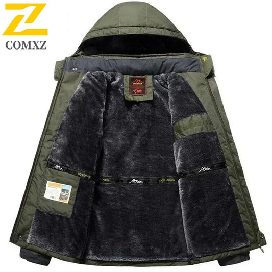 Winter Jacket Men Thick Fleece Waterproof Outwear unload Jackets Men's Windbreaker Army green Parka Raincoat Coats Plus Size 9XL.