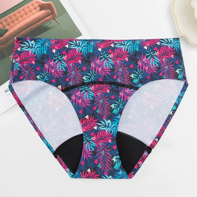 1Pc Women's Physiological Briefs Girl Menstrual Panties Ladies Period Leak Proof Panty Mid Waist Ice Silk Underwear.