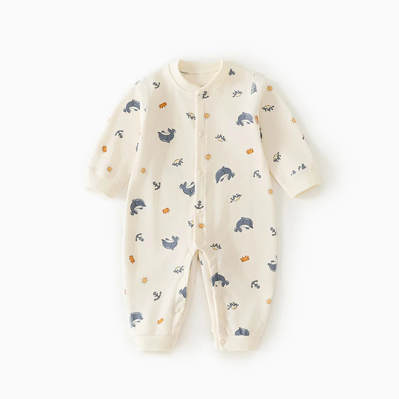 0-2Y Reine Baumwolle Langarm Neugeborenen Baby Strampler Haut-freundliche Einteilige Windel Overall Unterwäsche Infant Cartoon Homewear