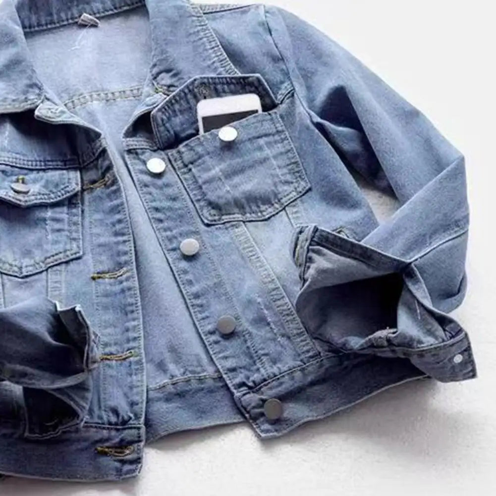 Frauen Denim Jacke einreiher Brust Klappe Tasche Jacke Langarm Dünne Kurze Mantel Retro Damen Denim Jacken Oberbekleidung