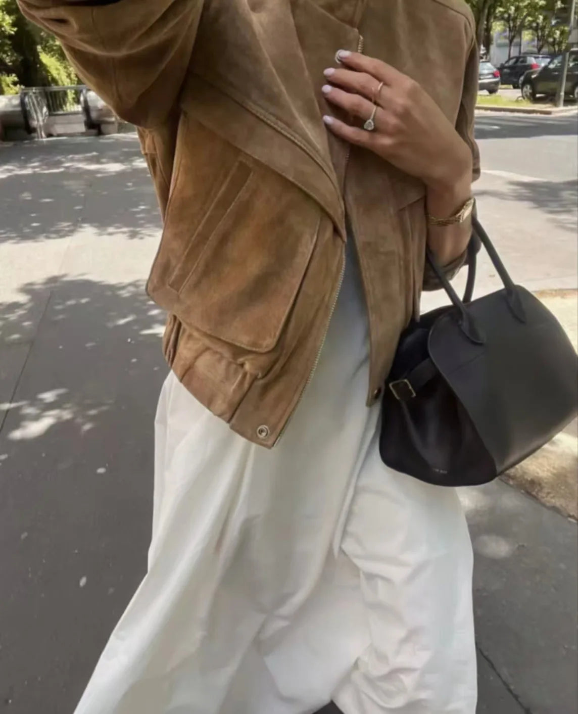 Retro-Jacke, modisch, Frühling und Herbst, lässig, lockere Tasche, langärmelig, trendig, cool, vielseitig, hochwertige Damen-Kurzjacke