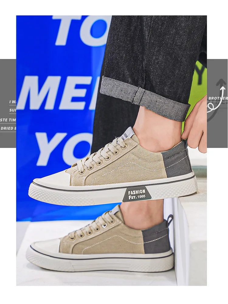 Atmungsaktive Herren-Skateschuhe aus Segeltuch mit weicher Sohle, lässige Turnschuhe, trendige, vielseitige, leichte, rutschfeste Slip-On-Sportschuhe, Größe 37–48