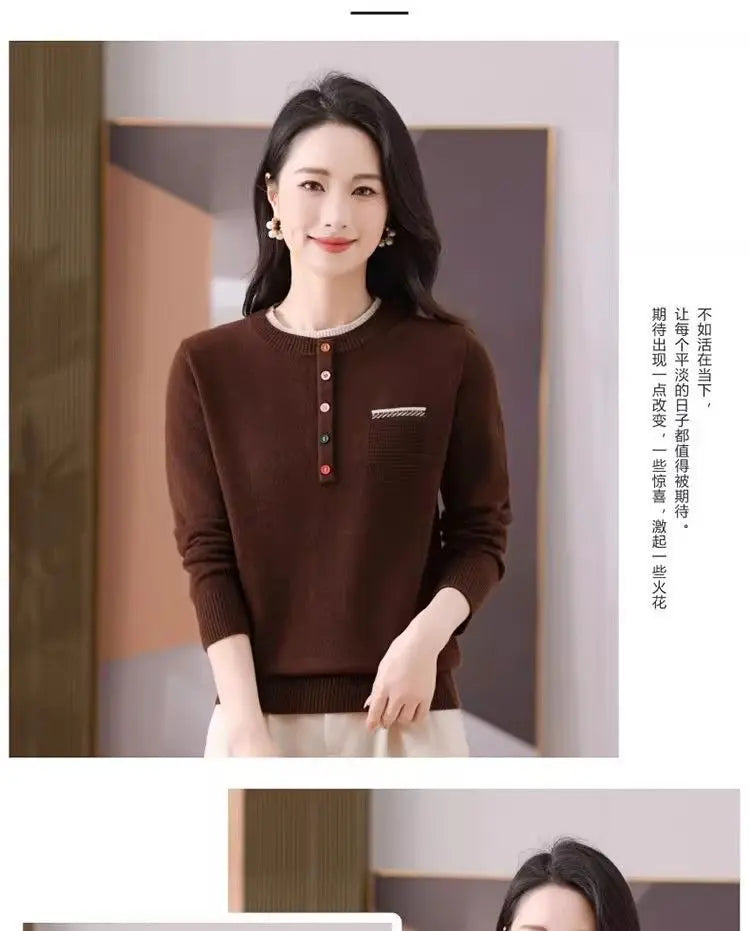 Frauen Kleidung Lose Mode Pullover Herbst/Winter Warme Elegante Gestrickte Langarm Pullover Dame Casual Oansatz Alle-spiel top