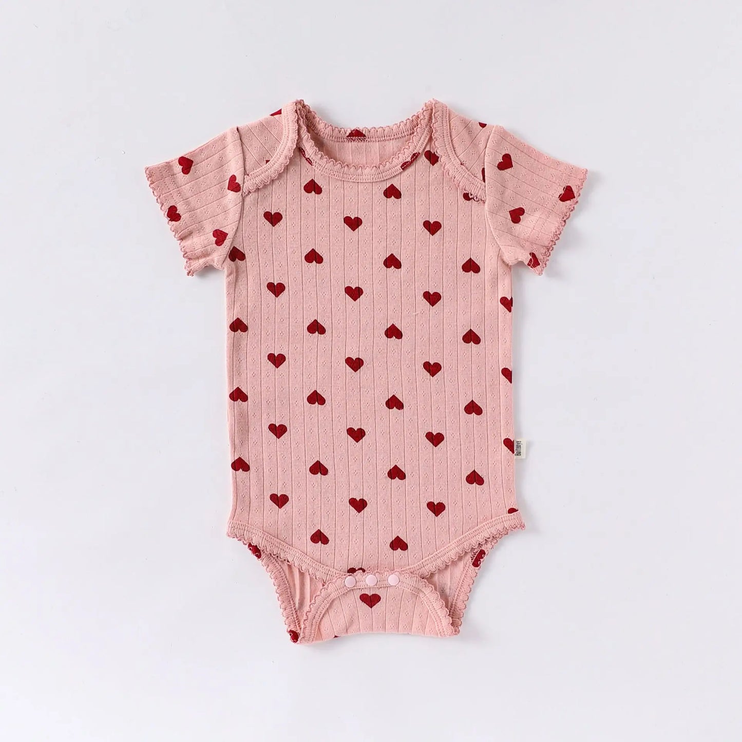 0-24M Baumwolle Baby Mädchen Strampler Herz Druck Nette Prinzessin Body Sommer Neugeborenen Kind Baby Kleidung Kurzarm outfit
