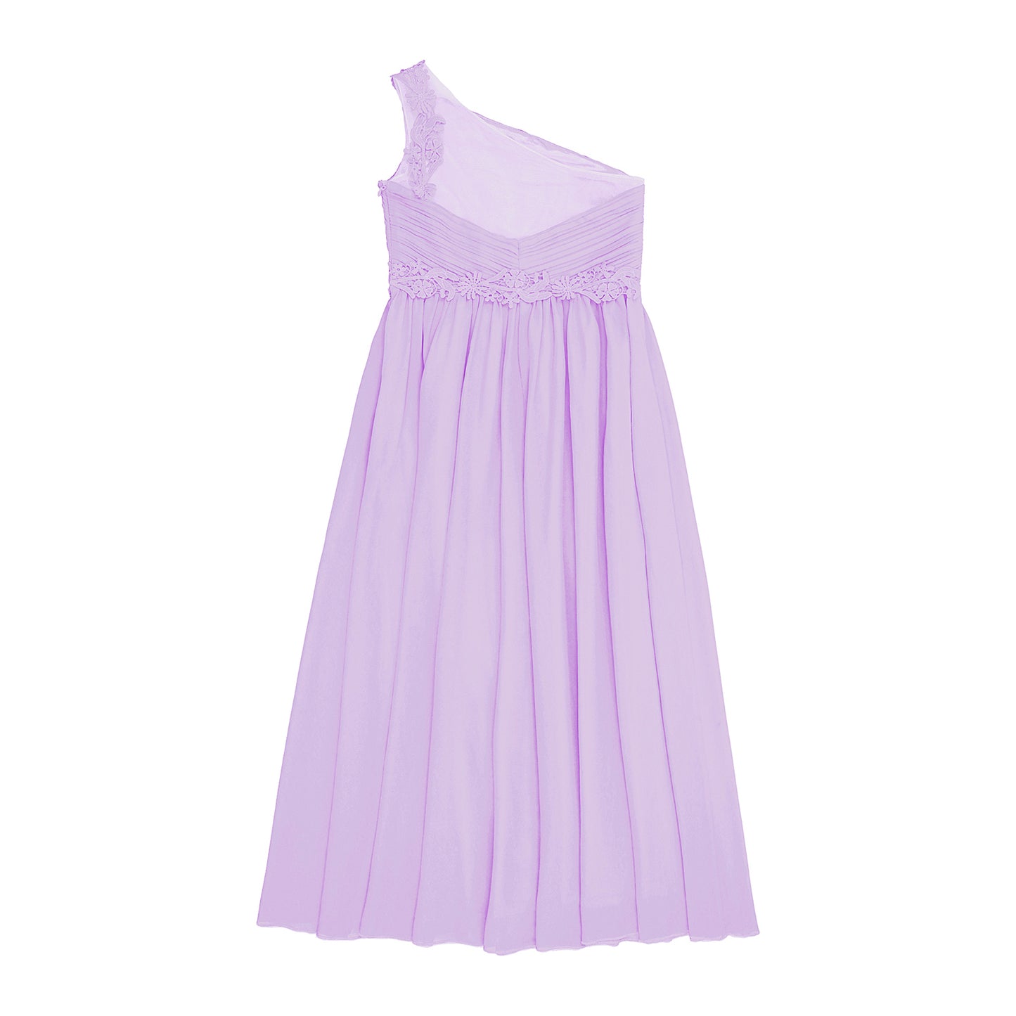 Mädchen Hochzeit Brautjungfer Kleid One Shoulder Elegante Guipure-Spitze Geraffte Chiffon Maxi Party Kleider Geburtstag Abend Abendkleid