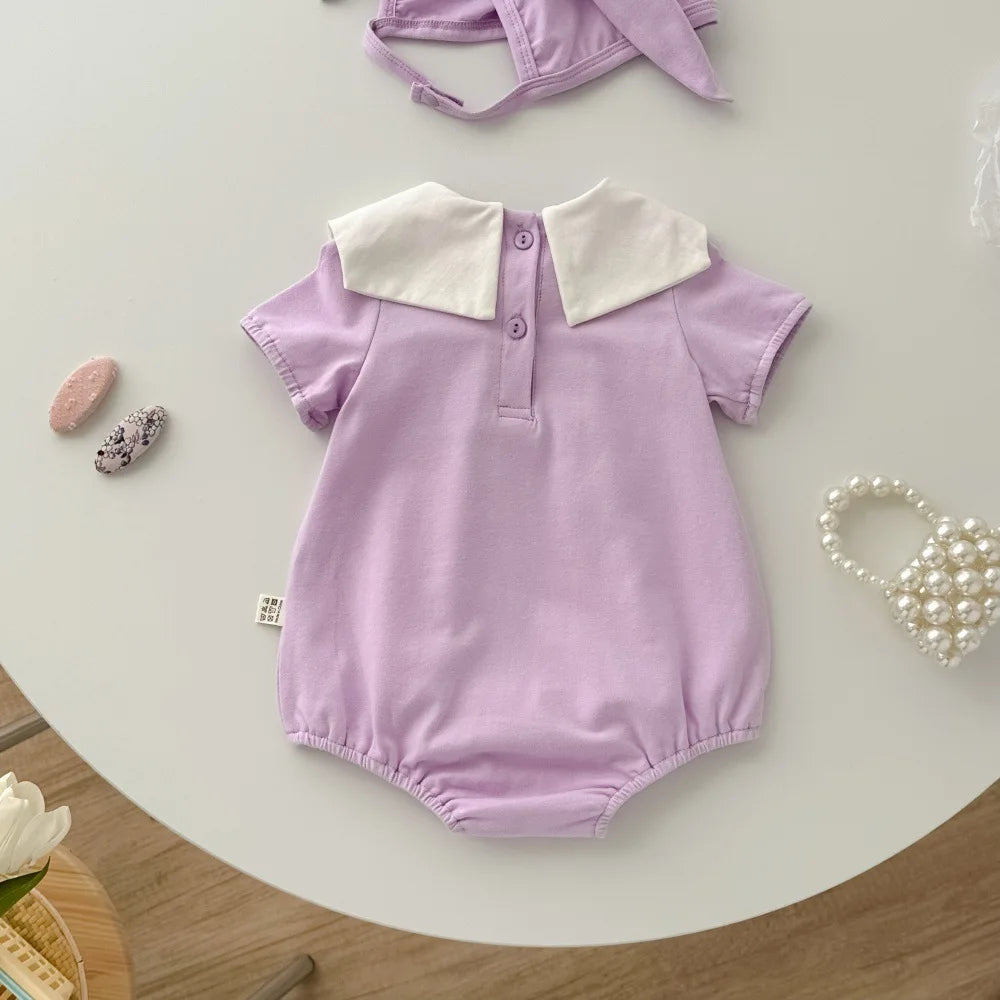 0-2Y Sommer Baby Mädchen Kleidung Kleinkind Mädchen Body & Einteilige Tulpe Stickerei Kleidung Mit Hut