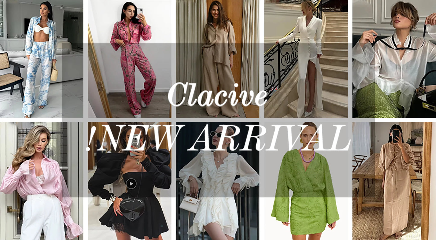 Clacive Mode Lose Druck Frauen Kleid 2025, Casual Revers Langarm Büro Dame Midi Kleider Elegante Klassische Gürtel Weibliche Kleid