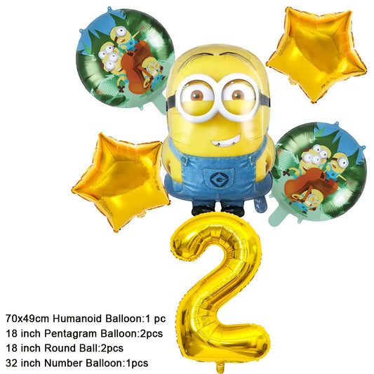 Cartoon M & Minions Geburtstag Party Dekoration Einweg Geschirr Tasse Teller Tischdecke Luftballons Gelb Große Augen Hintergrund Banner.