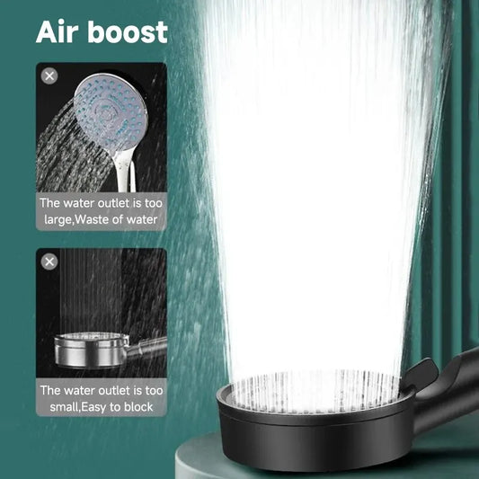 5 Modes Pressure Boost Shower Head Multifunction Adjustable Large Water Shower Nozzle Massage Bathroom Accessory