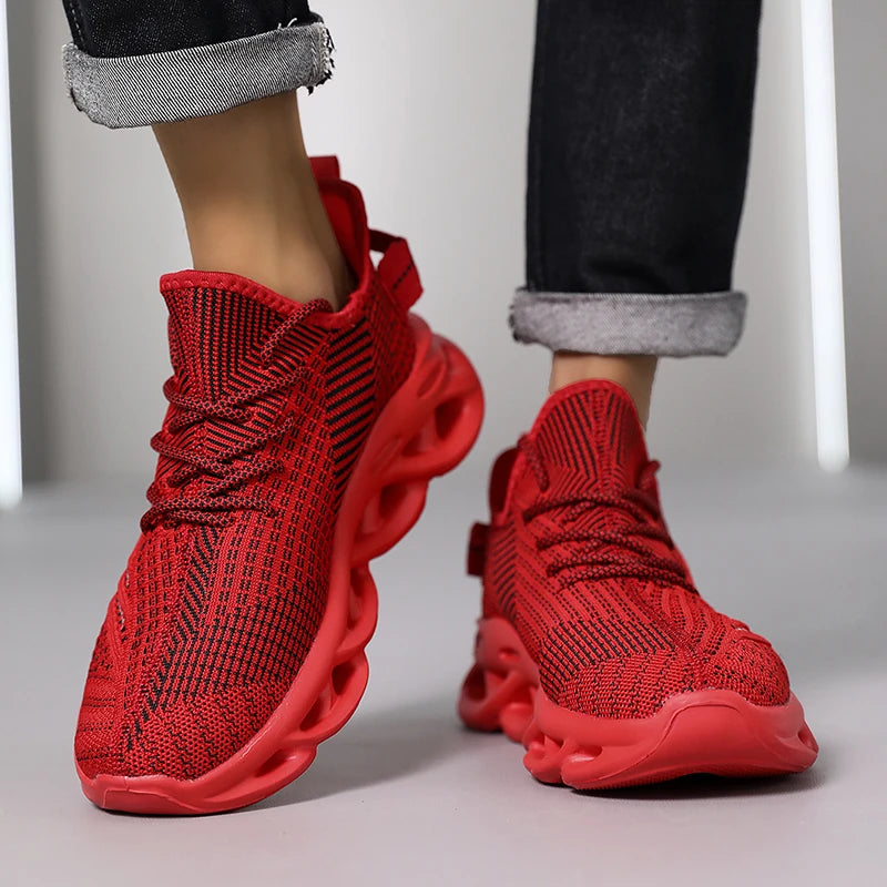 Männer Schuhe Bequeme Turnschuhe Atmungsaktiv Für Mesh Tennis Sport Laufen Gehen Im Freien Rot Fliegen Weben Frauen Slip-on Gym schuhe