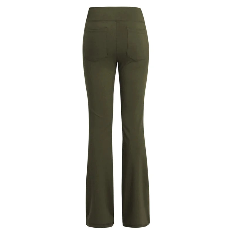 Elegante Damenhose Palazzo Flared Wide Killer High Waist OL Damen Karriere Lange Hose