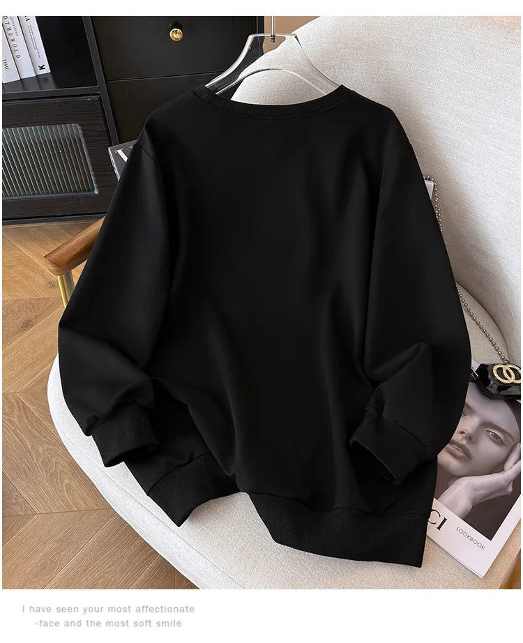 170 kg Plus Größe Damen Büste 170 Frühling Herbst Lose Langarm Cartoon Print Pullover Sweatshirts 4XL 5XL 6XL 7XL 8XL 9XL