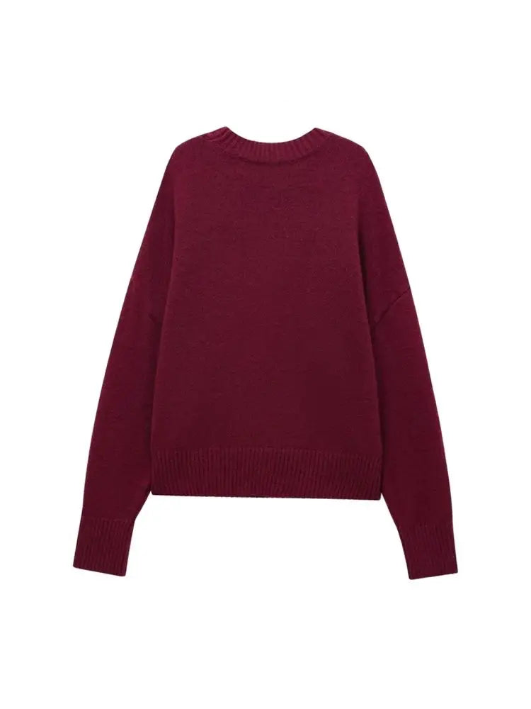 TRZA-Damen Soft Touch Übergroßer Strickpullover, O-Ausschnitt, lange Ärmel, weibliche Pullover, schicke Tops, Mode