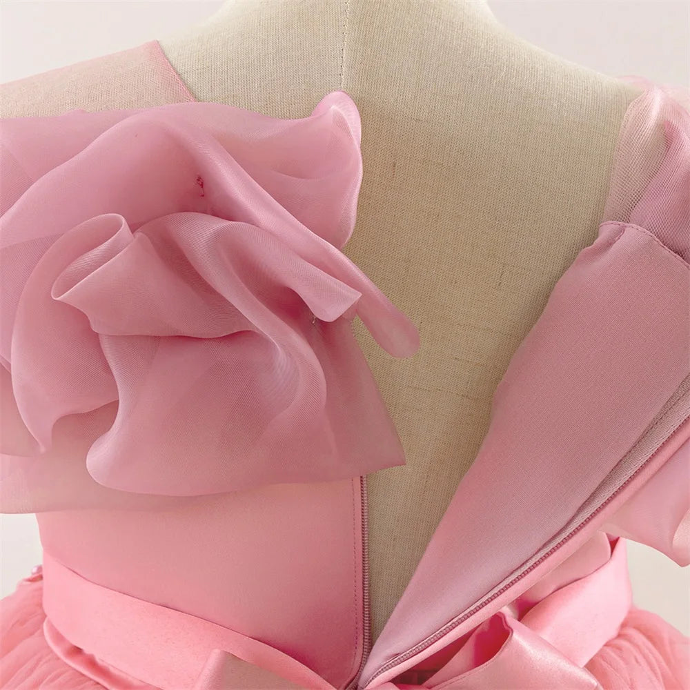 Kinder Kleid Neue Geburtstag Party Mädchen Prinzessin Kleid Gestickte Mesh Hochzeit Blume Junge Elegante Kinder Abend Kleidung Kostüm